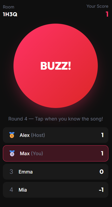 Player tapping the BUZZ button